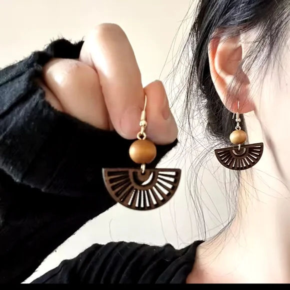 Anthropologie wooden earrings - Picture 2 of 3